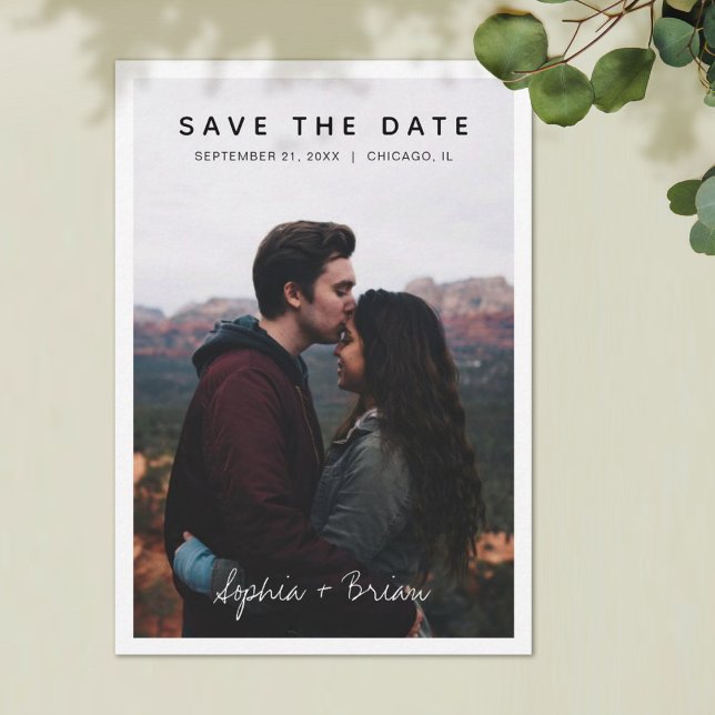 Reserva La Fecha Diseño fotográfico simple con borde blanco (Subido por el creador)