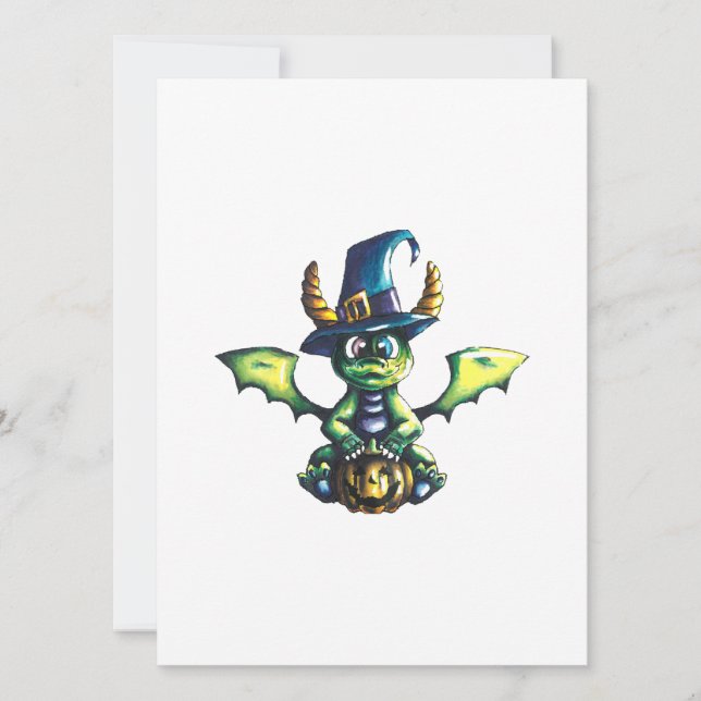 Reserva La Fecha Diseño mágico de dragones de Halloween (Anverso)