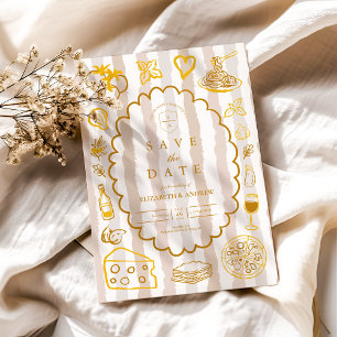 Reserva La Fecha Diseño Neutral de Bodas de comida italiana