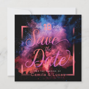 Reserva La Fecha Diseño Vibrante de Polvo de Holi