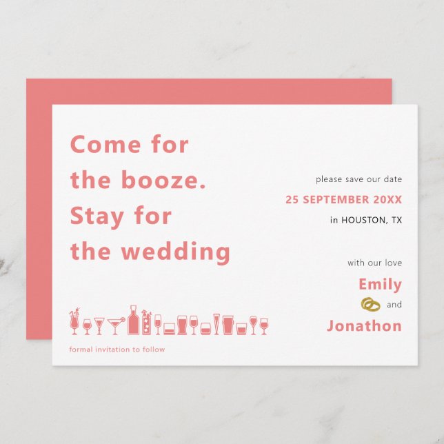 Reserva La Fecha Diversión, venga para una estancia en Booze para B (Anverso / Reverso)