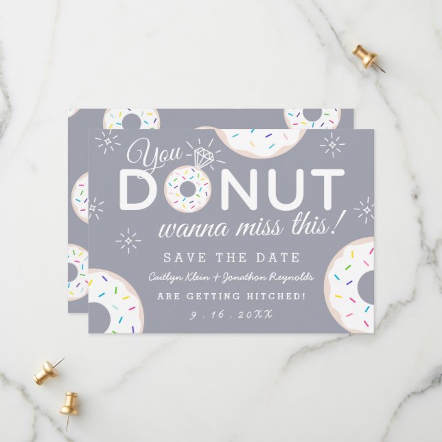 Reserva La Fecha Divertida boda temática de Donut salva las fechas (Anverso/Reverso In Situ)