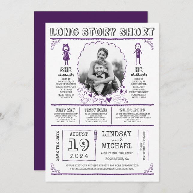 Reserva La Fecha Divertido Casual y lindo Guardar la foto de la fec (Anverso / Reverso)