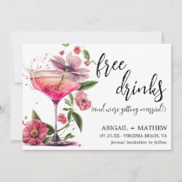 Reserva La Fecha Divertido Cóctel Floral Rosa Foto Tendencia Boda