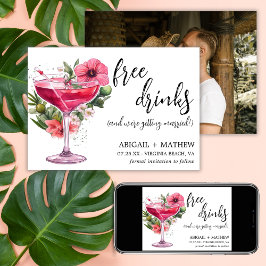 Reserva La Fecha Divertido cóctel rosa foto moderna tendencia boda