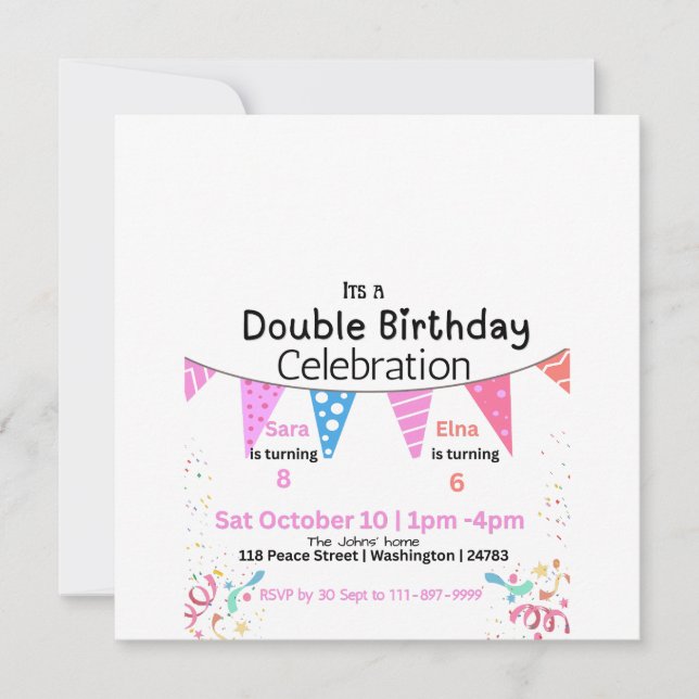 Reserva La Fecha Doble Celebración de Cumpleaños  (Anverso)