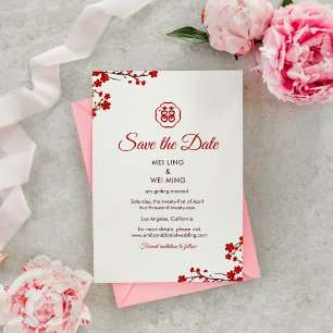 Reserva La Fecha Doble felicidad Boda elegante chino