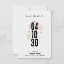 Documento A4 de Save The Date floral gris