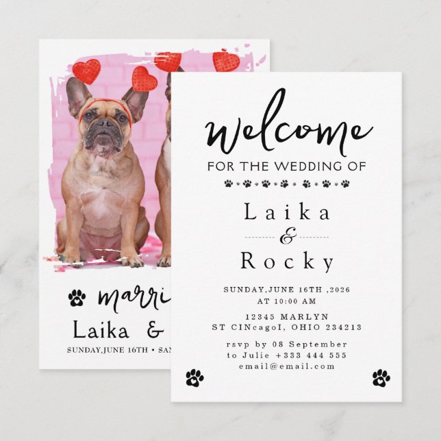 Reserva La Fecha Dog Wedding Invitation (Anverso / Reverso)