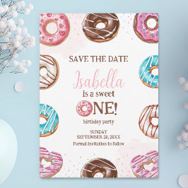 Reserva La Fecha Donut Sweet One Chica Sprinkles 1er cumpleaños