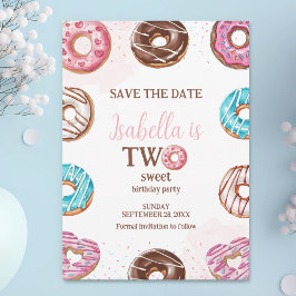 Reserva La Fecha Donut Two Sweet Chica Sprinkles 2º cumpleaños