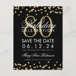Reserva La Fecha Dorado Negro 80 cumpleaños Save Date Confetti