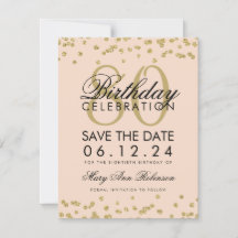 Dorado Rubor Pink 80 cumpleaños Save Date Confetti