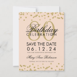 Reserva La Fecha Dorado Rubor Pink 80 cumpleaños Save Date Confetti