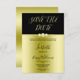 Reserva La Fecha Dorado y diamantes elegantes y negros 40 cumpleaño