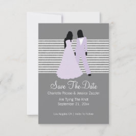 Reserva La Fecha Dos Novias Salvan La Fecha Boda (Lilac Y Gris)