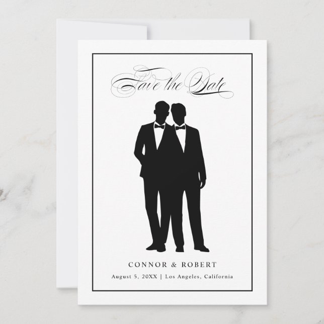 Reserva La Fecha Dos novios siluetas Save the Date (Anverso)