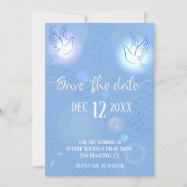 Reserva La Fecha Doves Boda Iluminación azul