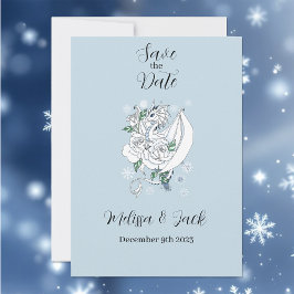 Reserva La Fecha Dragón de invierno blanco Snowflakes Blue