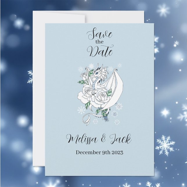 Reserva La Fecha Dragón de invierno blanco Snowflakes Blue (Subido por el creador)