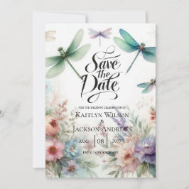 Reserva La Fecha Dragonflies and Pastel Florals Save the Date