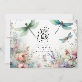 Reserva La Fecha Dragonflies and Pastel Florals Save the Date