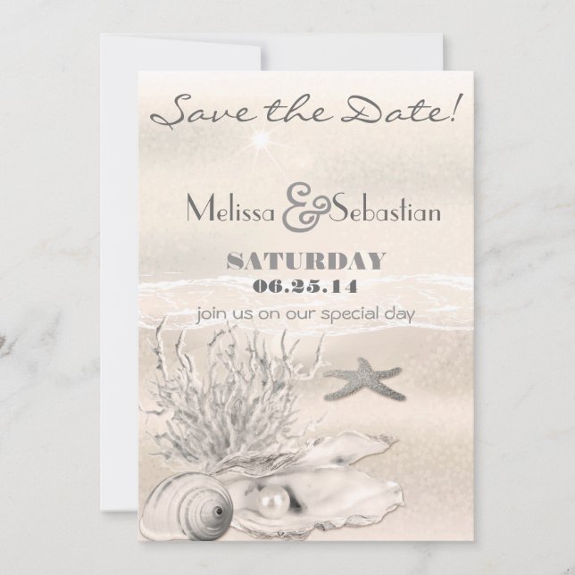 Reserva La Fecha Dream Shore Beach Sepia Wedding Save the Date (Anverso)
