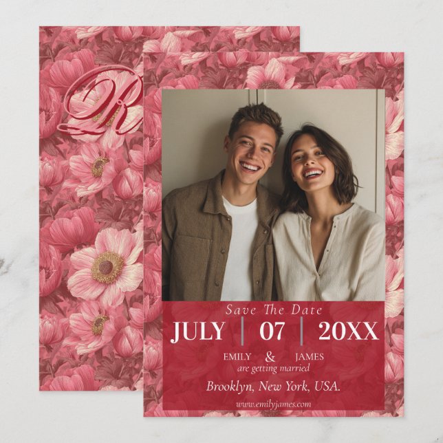 Reserva La Fecha Dreamy Anemones Inspired Outdoor Wedding (Anverso / Reverso)