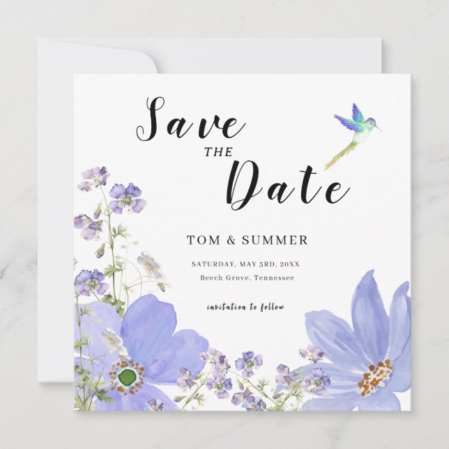Reserva La Fecha Dreamy Lilac Flower Boda (Anverso)