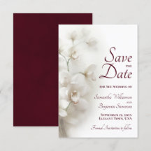 Dreamy White Orchids Borgoña Boda de texto