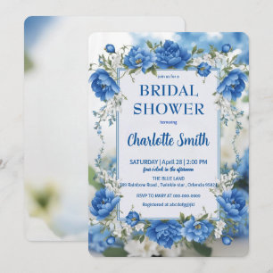 Reserva La Fecha ducha de novia antigua de Chinoiserie azul y blanc