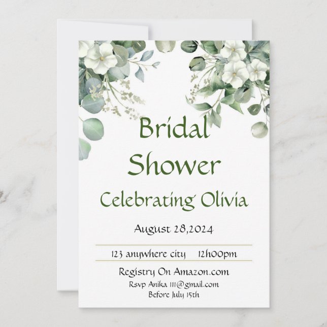 Reserva La Fecha Ducha de novia floral botánica (Anverso)