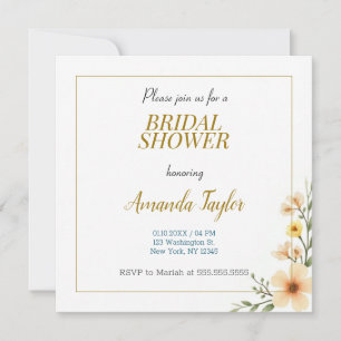 Reserva La Fecha Ducha de Novia Minimalista Color Blanco Dorado