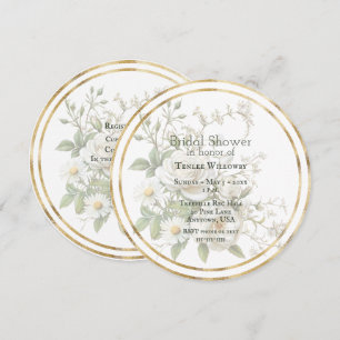 Reserva La Fecha Ducha de Novia Rosas Blancas Marco Dorado