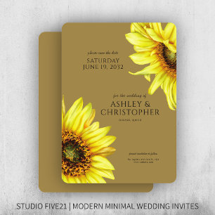 Reserva La Fecha Ducha Watercolor Sunflower Gold Wedding