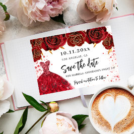 Reserva La Fecha Dulce 16 dorado negro vestido florals glamoroso