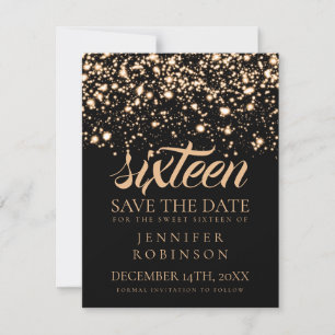 Reserva La Fecha Dulce 16 "Save The Date" Glam Dorado Medianoche