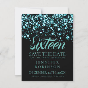 Reserva La Fecha Dulce 16 "Save The Date" Glam Verde azulado de med