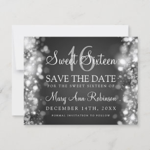 Reserva La Fecha Dulce 16 "Save The Date" Luces Esparkling Silver