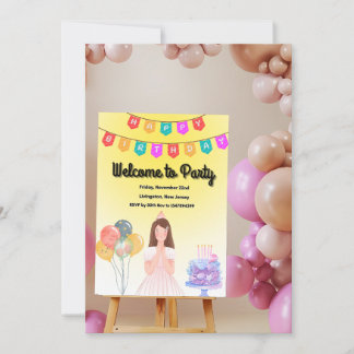 Reserva La Fecha Dulce Chica de cumpleaños con globos y pasteles