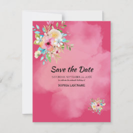 Reserva La Fecha Dulce Floral Rosa Negrita 16 Plana Guardar La Tarj