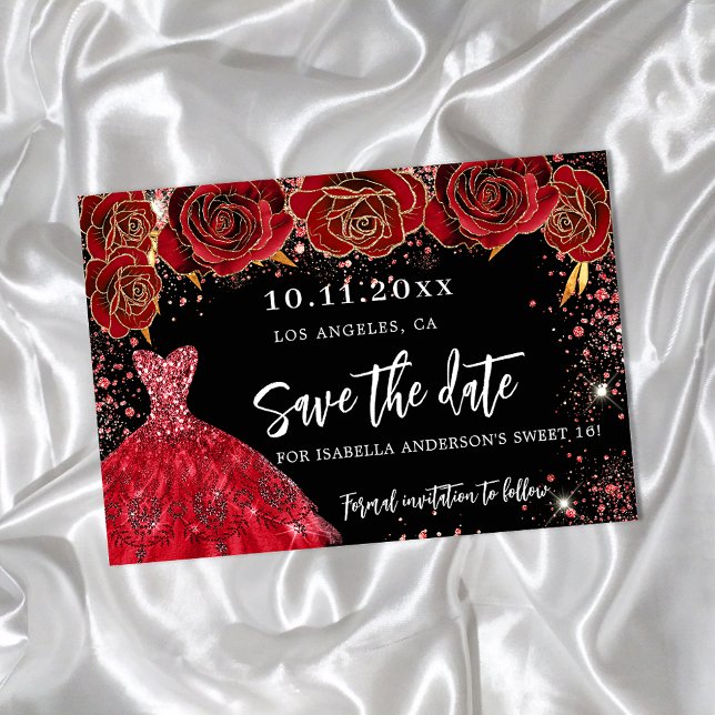 Reserva La Fecha Dulce vestido rojo negro 16 salva la fecha (Subido por el creador)