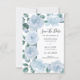 Reserva La Fecha Duste Blue Eucalyptus Watercolor Floral Boda