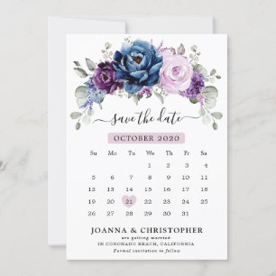 Reserva La Fecha Duste Blue Purple Naval Lilac Blooms Calendario
