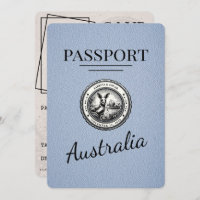 Dusty Blue Australia Passport Save the Date