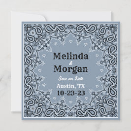 Reserva La Fecha Dusty Blue Bandana Flat Save the Date Card
