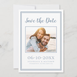 Reserva La Fecha Dusty Blue Boda Simple Engagement Photo Moderne