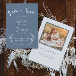 Reserva La Fecha Dusty Blue Boho Minimalista Save the Date Card