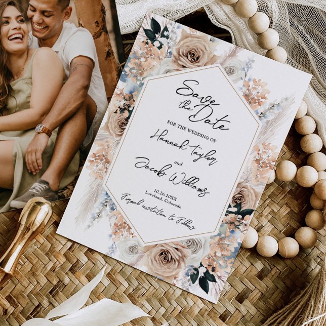 Reserva La Fecha Dusty Blue Champagne Boda Foto Salven la fecha (Subido por el creador)