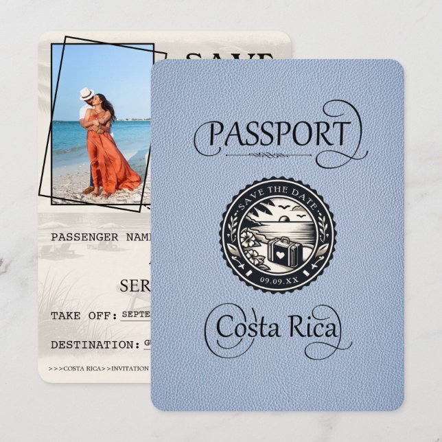 Reserva La Fecha Dusty Blue Costa Rica Passport (Anverso / Reverso)